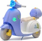 Moto elétrica infantil azul claro com LED, som, USB e painel digital para diversão segura e interativa. - Imagem 6