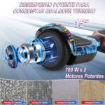 Hoverboard Adulto e Infantil 350W: todo terreno, Bluetooth, LED, até 100kg e autonomia de 10-15km. - Imagem 3