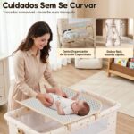 Berço Portátil 6 em 1 OLANENEM com fraldário, mosquiteiro e altura ajustável para conforto e segurança do bebê - Imagem 4