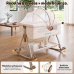 Berço Portátil 6 em 1 OLANENEM com fraldário, mosquiteiro e altura ajustável para conforto e segurança do bebê - Imagem 8