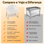 Berço Portátil 6 em 1 OLANENEM com fraldário, mosquiteiro e altura ajustável para conforto e segurança do bebê - Imagem 9