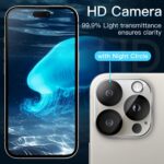 Proteja a lente do iPhone 15 Pro/Pro Max com o protetor JETech 9H HD transparente, caso-amigável, pacote com 3. - Imagem 5