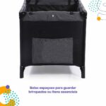 Berço Cosco Kids Happy Preto Mescla: 2 em 1 com mosquiteiro, ajuste em 2 alturas e conforto seguro para o bebê. - Imagem 8
