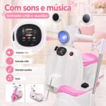 Moto Elétrica Infantil 6V Rosa e Branca com Haste Guia, LED, USB, MP3 e INMETRO para passeios seguros - Imagem 4