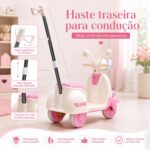 Moto Elétrica Infantil 6V Rosa e Branca com Haste Guia, LED, USB, MP3 e INMETRO para passeios seguros - Imagem 6