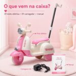 Moto Elétrica Infantil 6V Rosa e Branca com Haste Guia, LED, USB, MP3 e INMETRO para passeios seguros - Imagem 7