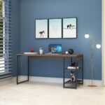 Escrivaninha com Estante Baixa Dynamica 1,50m: mais organização, 2 prateleiras e design preto para seu home office. - Imagem 5