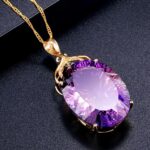 Colar Feminino Luxo Ametista com cristal ametista e zircônias, prata banhada a ouro 18K e bolsa de veludo. - Imagem 6