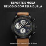 Relógio Masculino Elegante de Pulso Social com design moderno, analógico e digital, ideal para um visual sofisticado e impactante. - Imagem 4