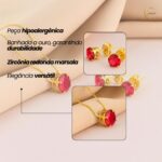 Conjunto Colar e Brincos Banhados a Ouro com Zircônia Marsala: elegância e brilho para presentear com embalagem especial. - Imagem 4