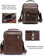 Bolsa de Ombro Masculina em Couro para trabalho e dia a dia, com estilo executivo e casual aliado à praticidade. - Imagem 5