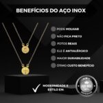 Escapulário São Bento Dourado em Aço Inox 316, durável e elegante, ideal para presente masculino e feminino. - Imagem 4