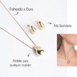 Conjunto Feminino Semijoia Folheada Ouro 18k com Corrente e Brinco Bold: elegância marcante para valorizar seu visual. - Imagem 4