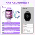 Relógio smartwatch infantil à prova d’água para meninas 5-12 anos, com 39 jogos, câmera HD, música e controle parental. - Imagem 3