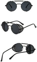 Óculos de Sol Steampunk Retrô LukeSports com proteção UV400 e design redondo em metal para estilo e proteção lateral. - Imagem 2
