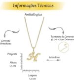 Colar corrente com letra inicial banhado a ouro 18k: pingente personalizado e elegante para mulheres. - Imagem 5