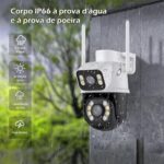 Câmera IP Sem Fio 3MP Externa com Visão 360°, Dupla Lente, WiFi, IP66 e Áudio Bidirecional para Segurança Total - Imagem 7