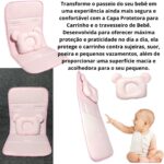 Conjunto para Bebê com Capa Protetora e Travesseiro Rosa: conforto, proteção e prevenção da cabeça chata no carrinho. - Imagem 3