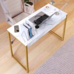 Mesa Industrial MEGA MARMORE/DOURADO: elegância e resistência para computador, escritório ou manicure. - Imagem 3