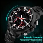 Relógio Masculino Militar em Aço Inoxidável: resistente à água 30M, com calendário e estilo versátil para esporte e negócios. - Imagem 3