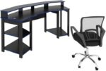 Kit 2 Peças com Mesa Gamer ME4167 e Cadeira Mesh Preto/Azul: conforto e praticidade para seu setup gamer e escritório - Imagem 3