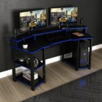 Kit 2 Peças com Mesa Gamer ME4167 e Cadeira Mesh Preto/Azul: conforto e praticidade para seu setup gamer e escritório - Imagem 4