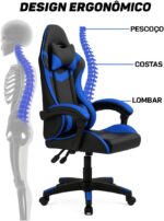Cadeira Gamer X-On Azul: conforto ergonômico, reclinação 90° a 135° e rodinhas resistentes para jogar e trabalhar com mais produtividade. - Imagem 5