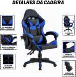 Cadeira Gamer X-On Azul: conforto ergonômico, reclinação 90° a 135° e rodinhas resistentes para jogar e trabalhar com mais produtividade. - Imagem 6