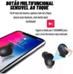 Fones de Ouvido Sem Fio TWS Bluetooth 5.0 Preto: conexão estável, controle touch e estojo com display LED para uso prático. - Imagem 3