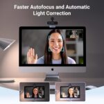 UGREEN Webcam 2K 30FPS com microfones estéreo, autofocus e correção de luz para videochamadas e streaming em PC, Mac e Linux - Imagem 4