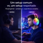 Headset Gamer RGB Neon com Led: som estéreo 40mm, microfone claro e conforto ergonômico para jogar com mais imersão. - Imagem 4