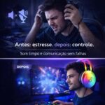 Headset Gamer RGB Neon com Led: som estéreo 40mm, microfone claro e conforto ergonômico para jogar com mais imersão. - Imagem 6