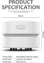 ODISTAR Aspirador de Mesa Sem Fio: 400 Min de Autonomia, Sucção Forte e Limpeza 360° para Teclado e Casa - Imagem 3