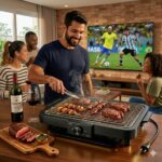 Churrasqueira Elétrica Grill Multi-Purpose 2000W: grelha antiaderente, removível e prática para churrasco sem fumaça em casa. - Imagem 4
