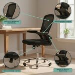 Cadeira de escritório Diretor Flink Preta Healer com conforto ergonômico, apoio lombar e mecanismo relax para longas jornadas. - Imagem 6