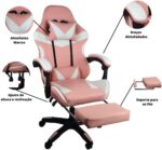 Cadeira Gamer Stillus Ergonômica Rosa com apoio para os pés, reclínio e ajuste para máximo conforto em jogos e trabalho - Imagem 4