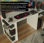 Mesa Gamer Madesa 9409 Branco: design resistente em MDP e acabamento durável para seu setup gamer. - Imagem 4