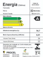 Micro-ondas Electrolux 34L MEO44: capacidade ideal, função Tira Odor e Manter Aquecido para mais praticidade no dia a dia. - Imagem 8