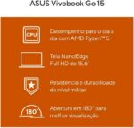 Notebook ASUS Vivobook Go 15 com Ryzen 5, 8GB e 512GB SSD: desempenho rápido para trabalho e estudos. - Imagem 6