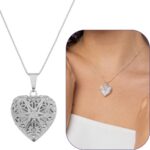 Colar com Foto Prata Relicário Coração: presente luxuoso e emocionante para guardar memórias com elegância. - Imagem 3