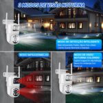 Câmera de Segurança WiFi 1080p 360° com visão noturna, áudio bidirecional e IP65 para proteção externa. - Imagem 3