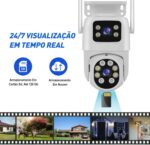 Câmera de Segurança WiFi 1080p 360° com visão noturna, áudio bidirecional e IP65 para proteção externa. - Imagem 7