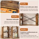 Escrivaninha Mesa para Computador 2 Níveis com Tomada Integrada e Armazenamento Lateral para Home Office e Jogos, Marrom - Imagem 6