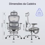 LarkLeaves Cadeira de Escritório Ergonômica com apoio 3D e descanso para os pés: conforto ideal para trabalhar e jogar. - Imagem 3