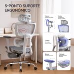 LarkLeaves Cadeira de Escritório Ergonômica com apoio 3D e descanso para os pés: conforto ideal para trabalhar e jogar. - Imagem 4