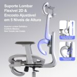 LarkLeaves Cadeira de Escritório Ergonômica com apoio 3D e descanso para os pés: conforto ideal para trabalhar e jogar. - Imagem 6