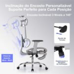 LarkLeaves Cadeira de Escritório Ergonômica com apoio 3D e descanso para os pés: conforto ideal para trabalhar e jogar. - Imagem 8