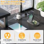 Mesa Aheaplus em L com LED, tomadas e suporte para monitor, ideal para jogos e home office compactos - Imagem 4