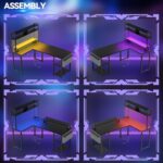 Mesa Aheaplus em L com LED, tomadas e suporte para monitor, ideal para jogos e home office compactos - Imagem 7