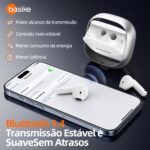 Fone Bluetooth TWS Basike G20-H Branco: som estéreo, toque sensível, Bluetooth 5.4 e até 6h de música. - Imagem 3